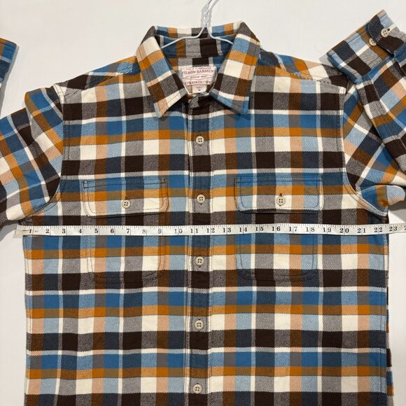 Filson Mens Vintage Flannel Work Shirt Brown Cream Ochre Blue Plaid Size M NWOT - Picture 6 of 10